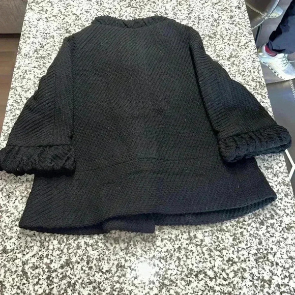 Marc Jacobs Black Cropped Chunky Ribbed Wool Snap Button Jacket Women’s Sz XS - Picture 4 of 11